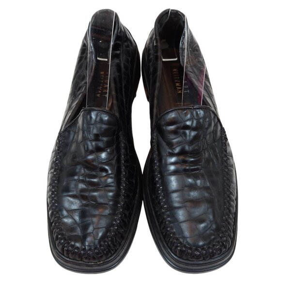 STUART WEITZMAN Y2K Embossed Croc Black Leather Driving Loafers Womens Size 8.5 - Picture 2 of 9